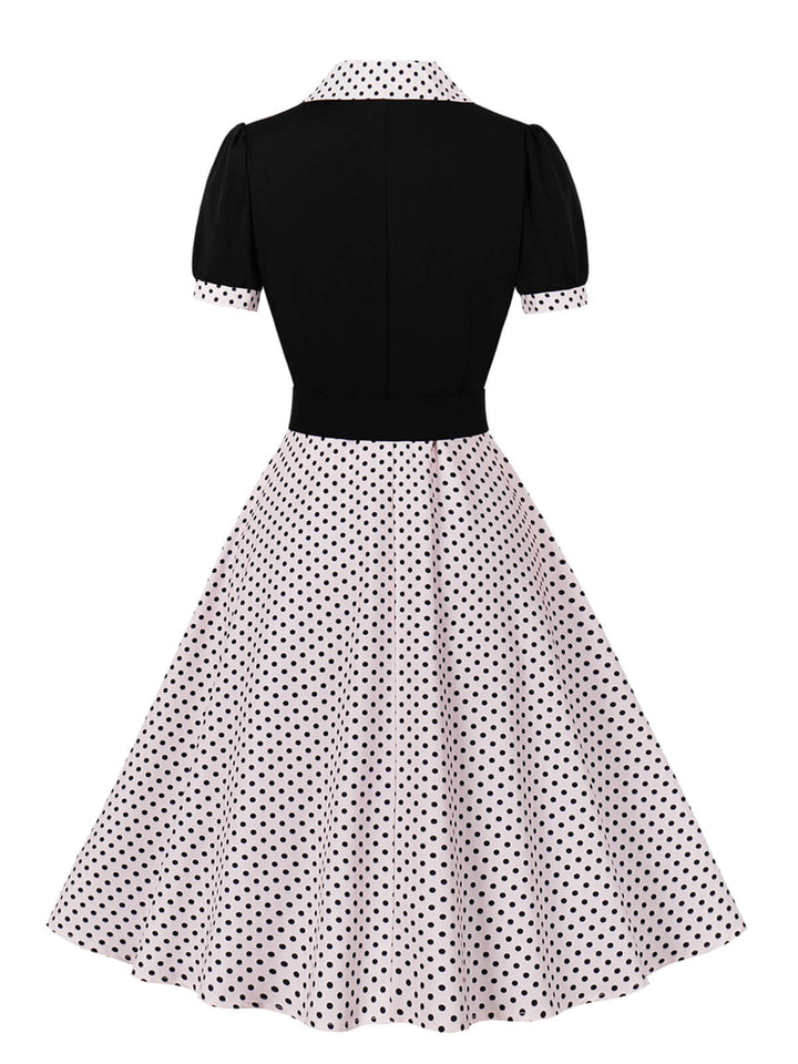 1950s Color Block Polka Dots Lapel Dress: timeless style reimagined