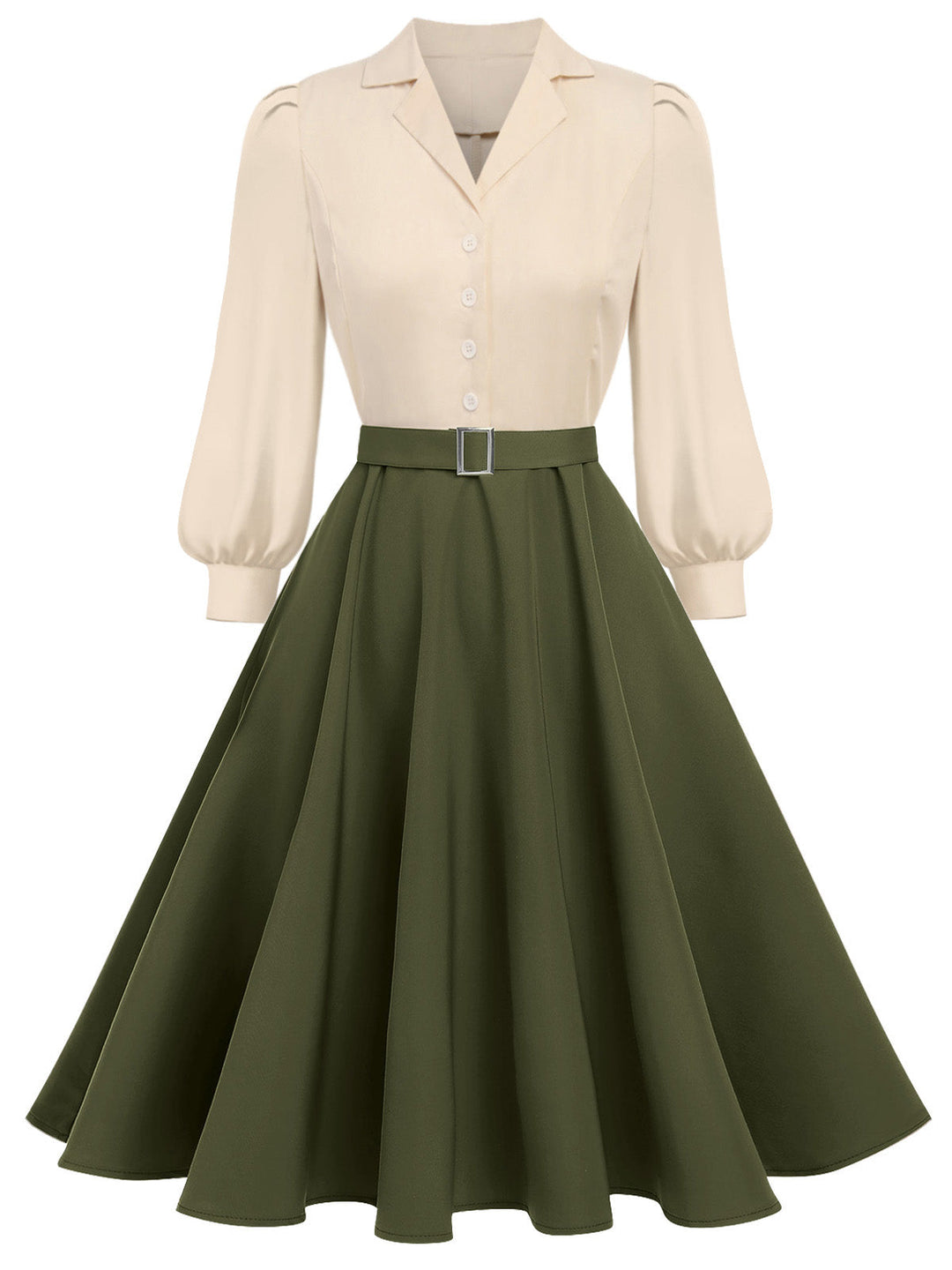 1950s Colorblock Long Sleeve Button Dress - vintage dress, retro fashion, rockabilly