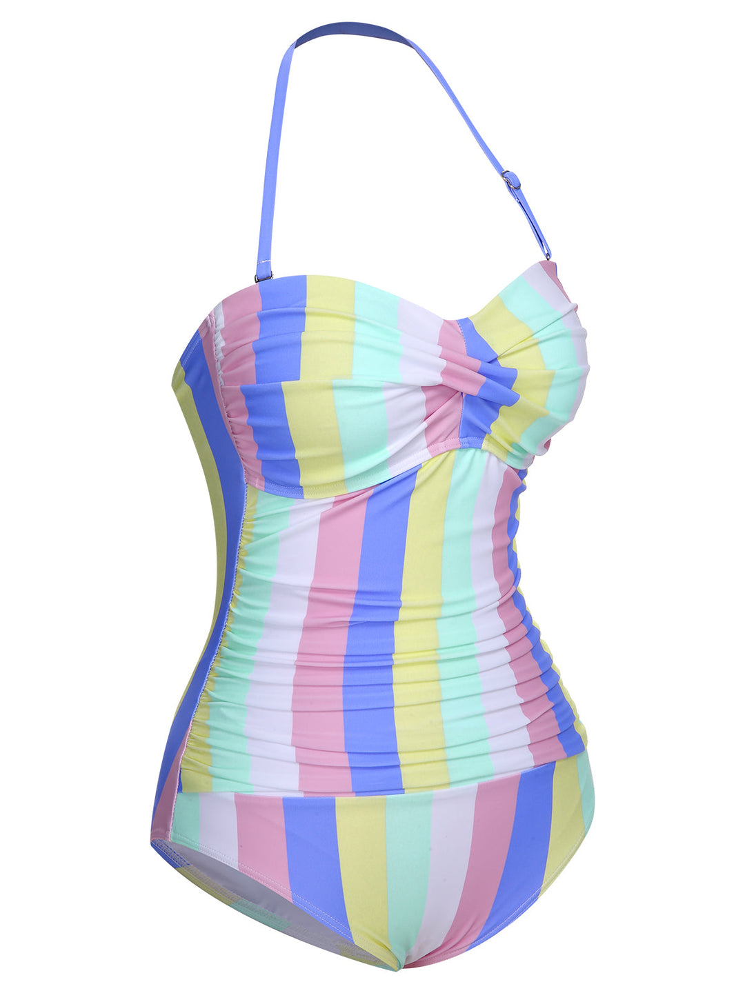 1950s Colorful Striped One-Piece Swimsuit, vintage swimsuit, pin-up swimwear - perfect for women who love vintage and retro fashion
