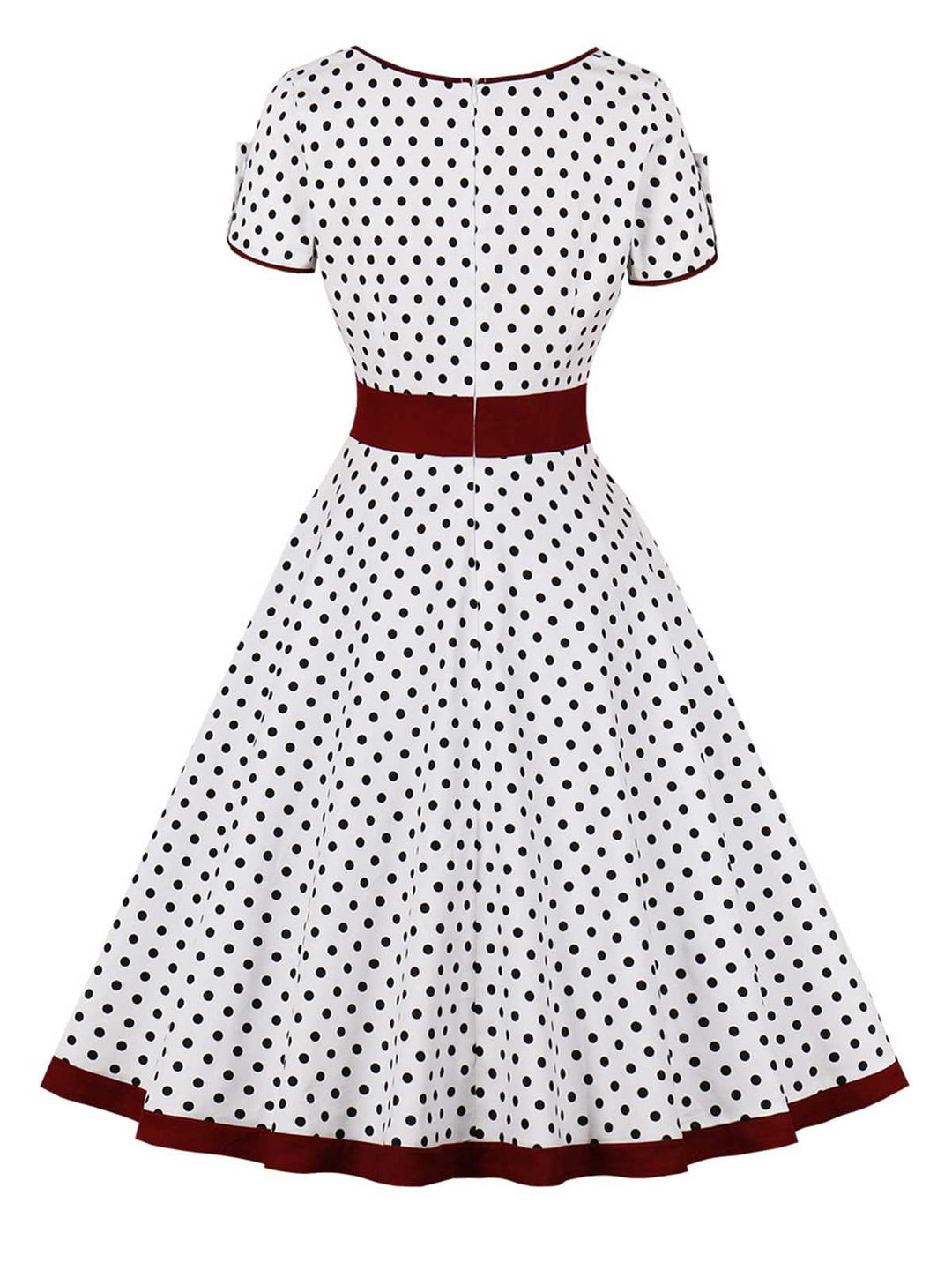 1950s Contrast Polka Dots Buttoned Dress, vintage dress, retro fashion, rockabilly, pin-up fashion - perfect for women who love vintage and retro fashion
