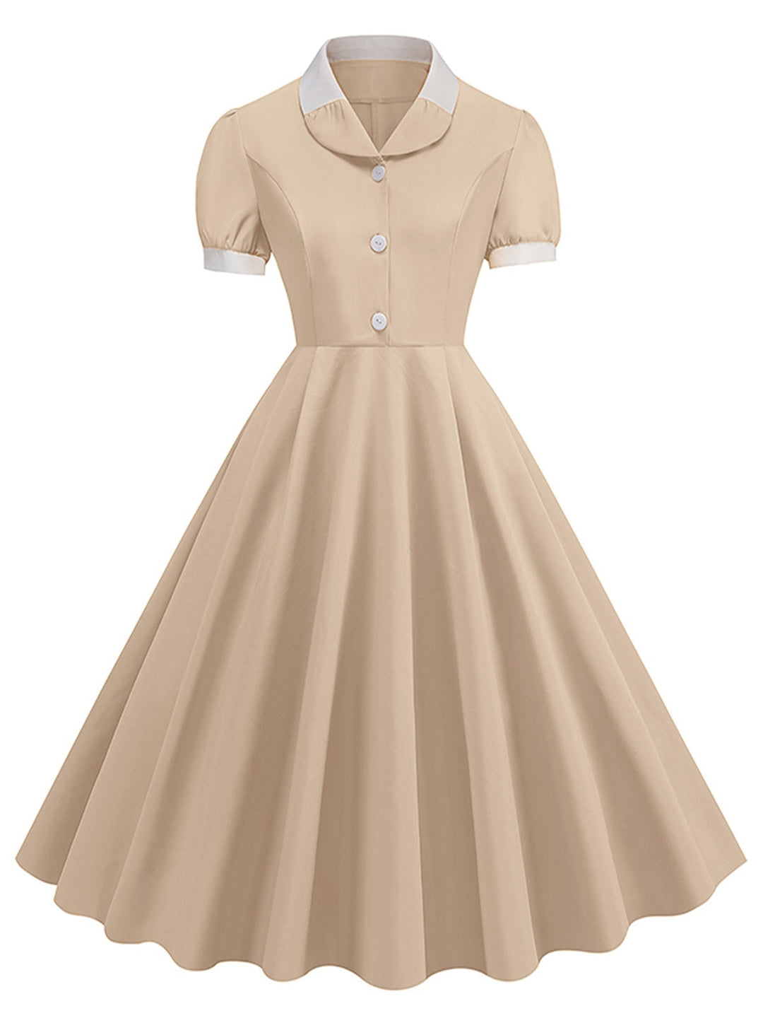 1950s Contrast Short Sleeve Lapel Dress, vintage dress, retro fashion, rockabilly, pin-up fashion - perfect for women who love vintage and retro fashion