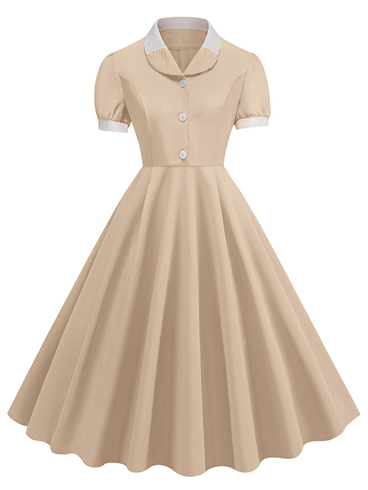 1950s Contrast Short Sleeve Lapel Dress, vintage dress, retro fashion, rockabilly, pin-up fashion - perfect for women who love vintage and retro fashion