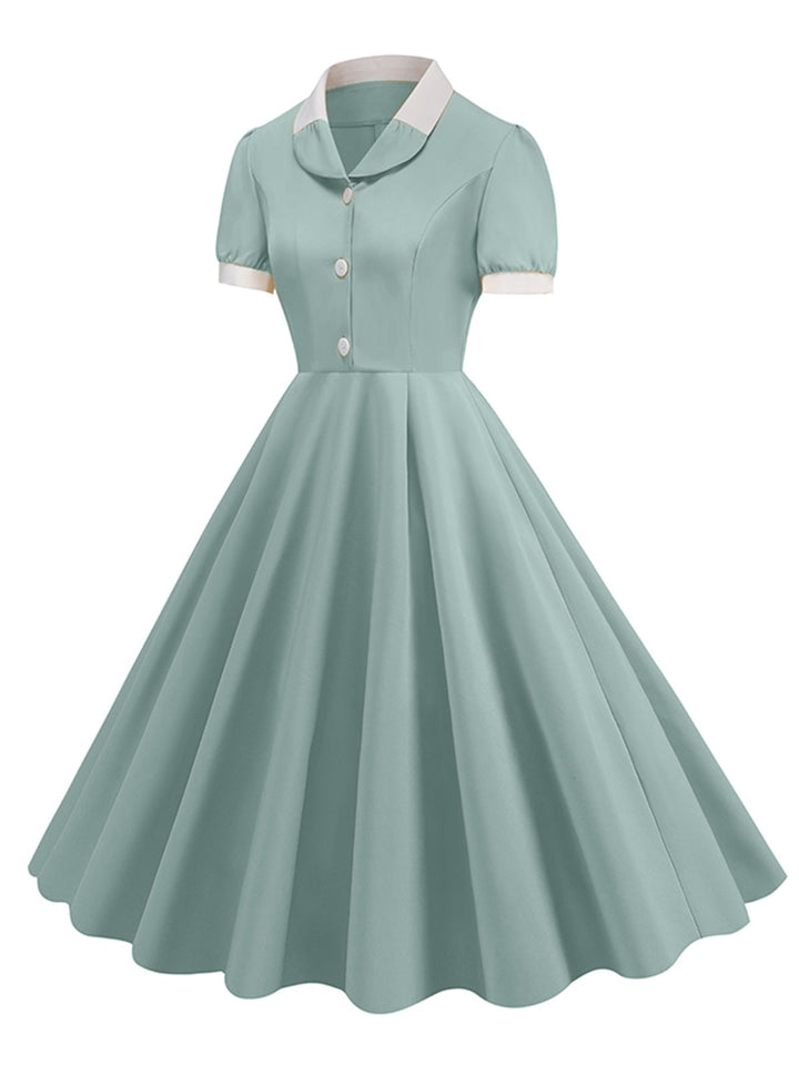 1950s Contrast Short Sleeve Lapel Dress, vintage dress, retro fashion, rockabilly, pin-up fashion - perfect for women who love vintage and retro fashion