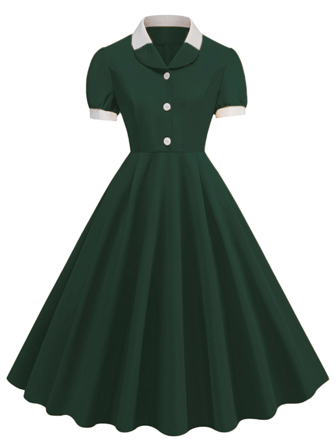 1950s Contrast Short Sleeve Lapel Dress, vintage dress, retro fashion, rockabilly, pin-up fashion - perfect for women who love vintage and retro fashion