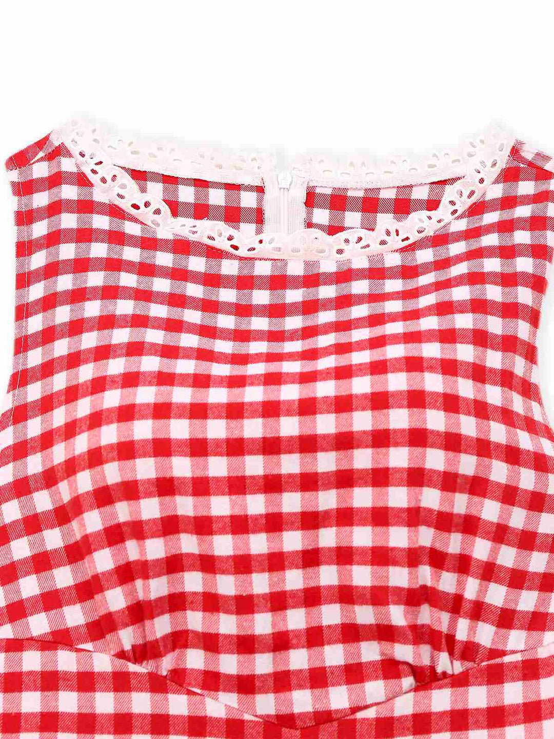 1950s Cotton Lace Patchwork Gingham Plaid Romper - vintage jumpsuit, retro fashion