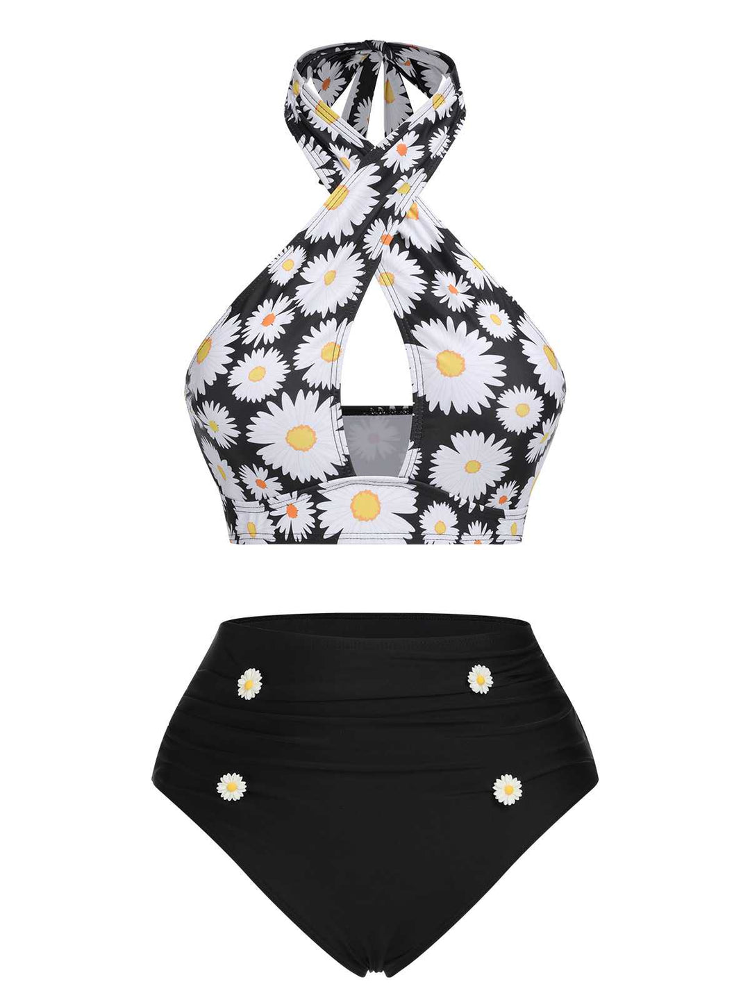 1950s Daisy Cross Strap Swimsuit: 1950s Riviera elegance, reimagined for her