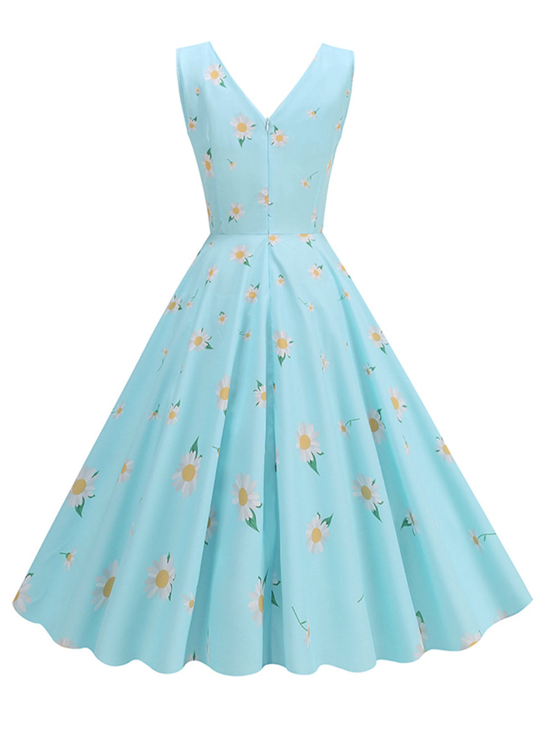 1950s Daisy &amp; Strawberry Print Sleeveless Dress — a 1950s silhouette that turns sidewalks into runways