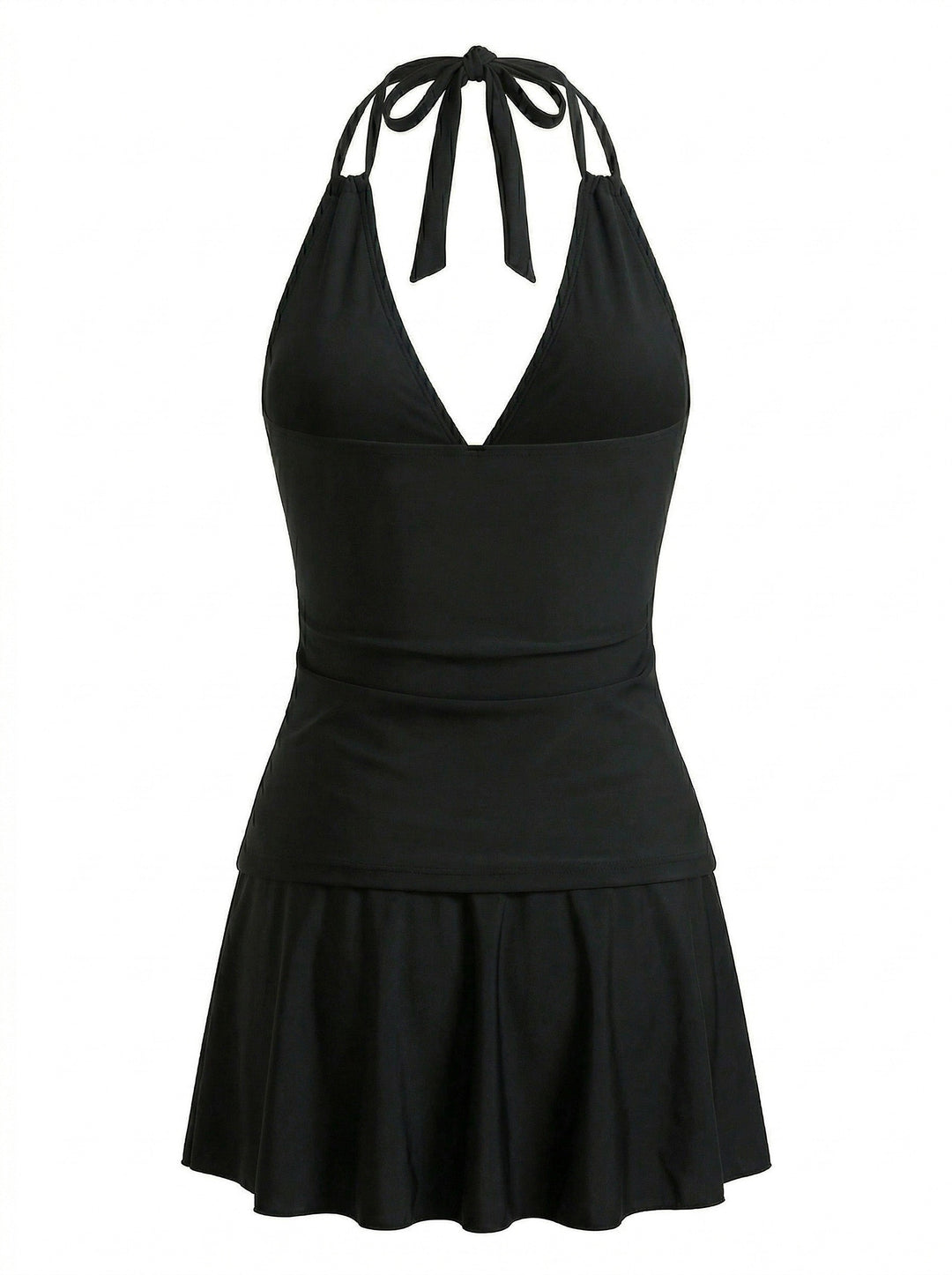 Deep V-Neck Halter Tankini Set &amp; Cover-Up - bohemian cover up, beach wear for vintage lovers