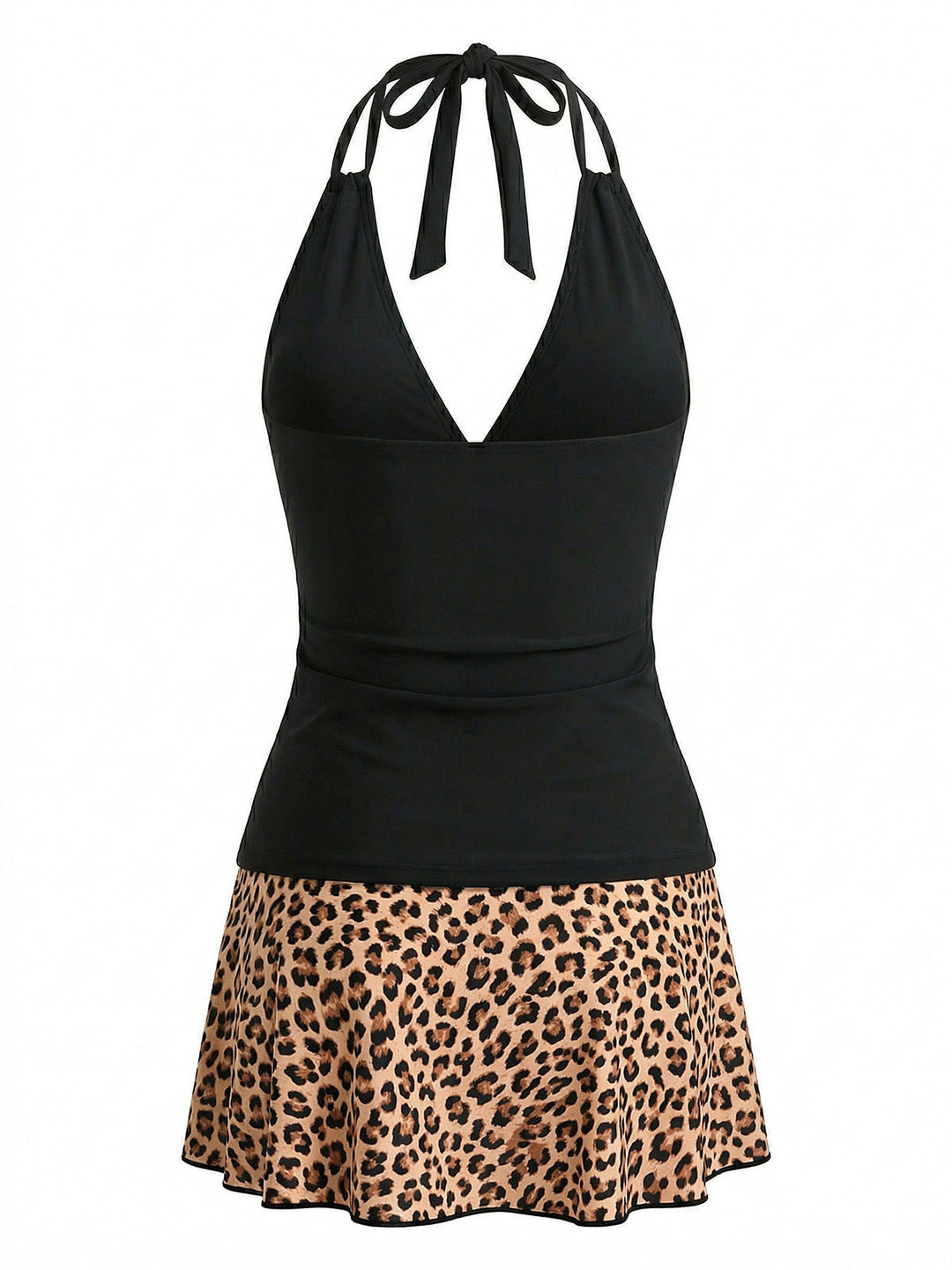 Deep V-Neck Halter Tankini Set &amp; Cover-Up - bohemian cover up, beach wear for vintage lovers