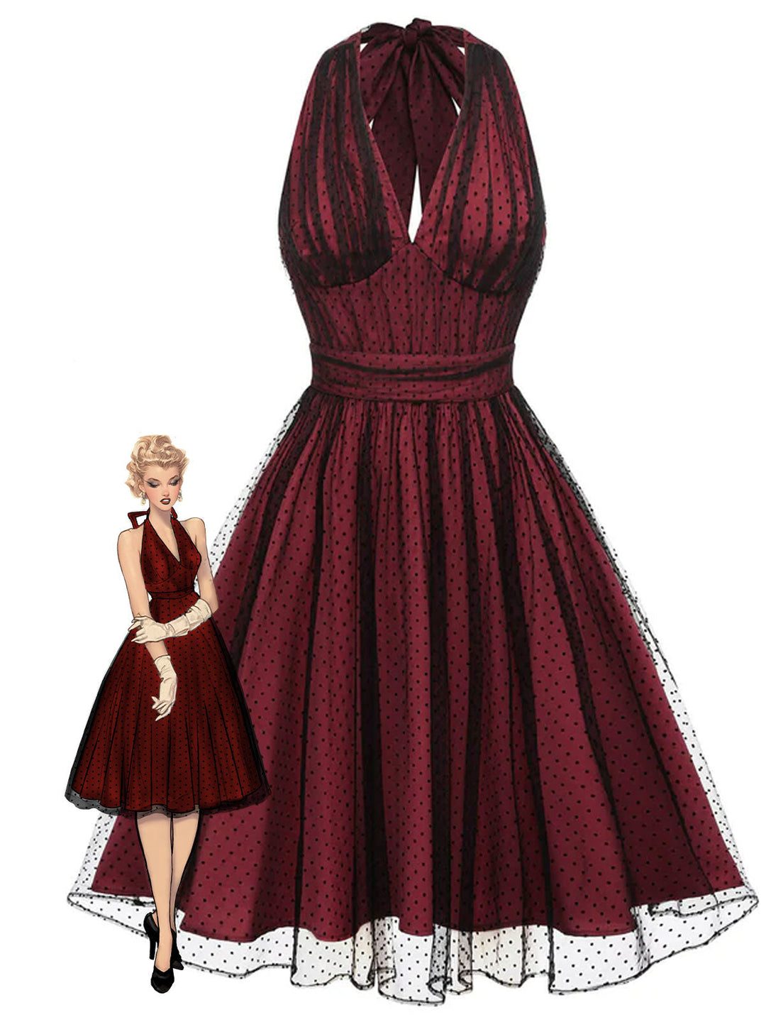 1950s Dots Mesh Swing Dress: timeless style reimagined