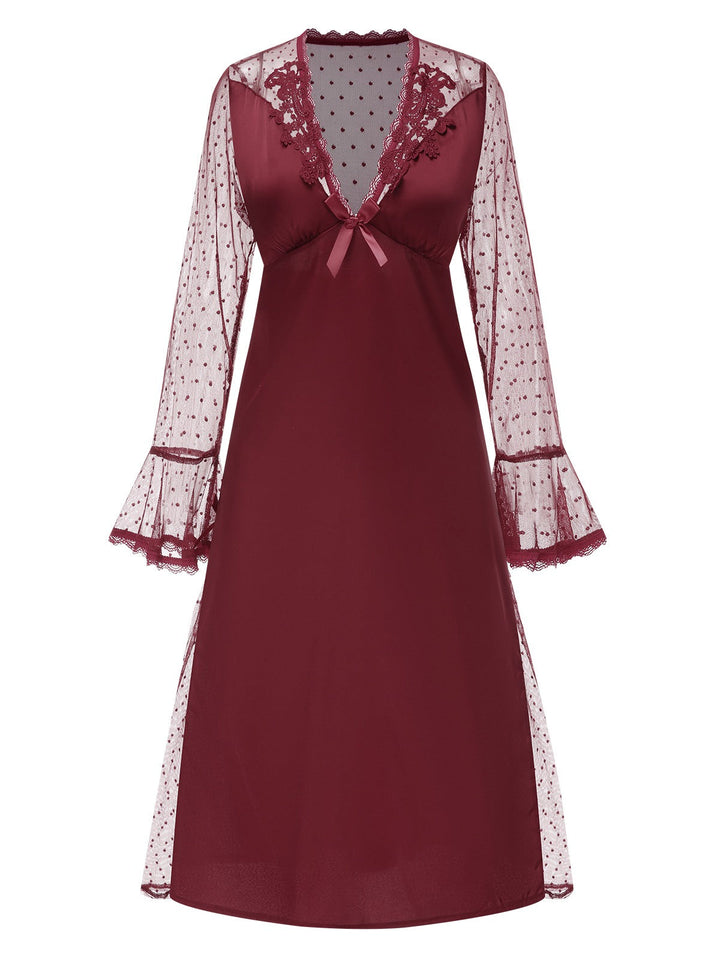 Dots Sheer Sleeves Deep | | vintage dress, retro fashion