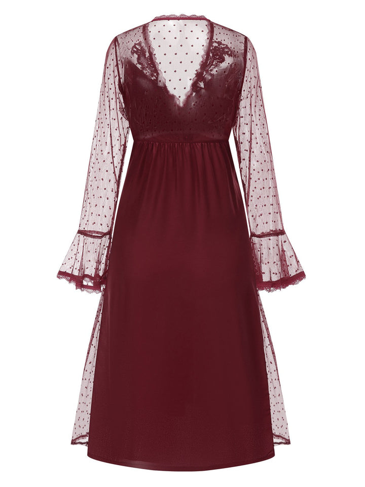 Dots Sheer Sleeves Deep | | vintage dress, retro fashion