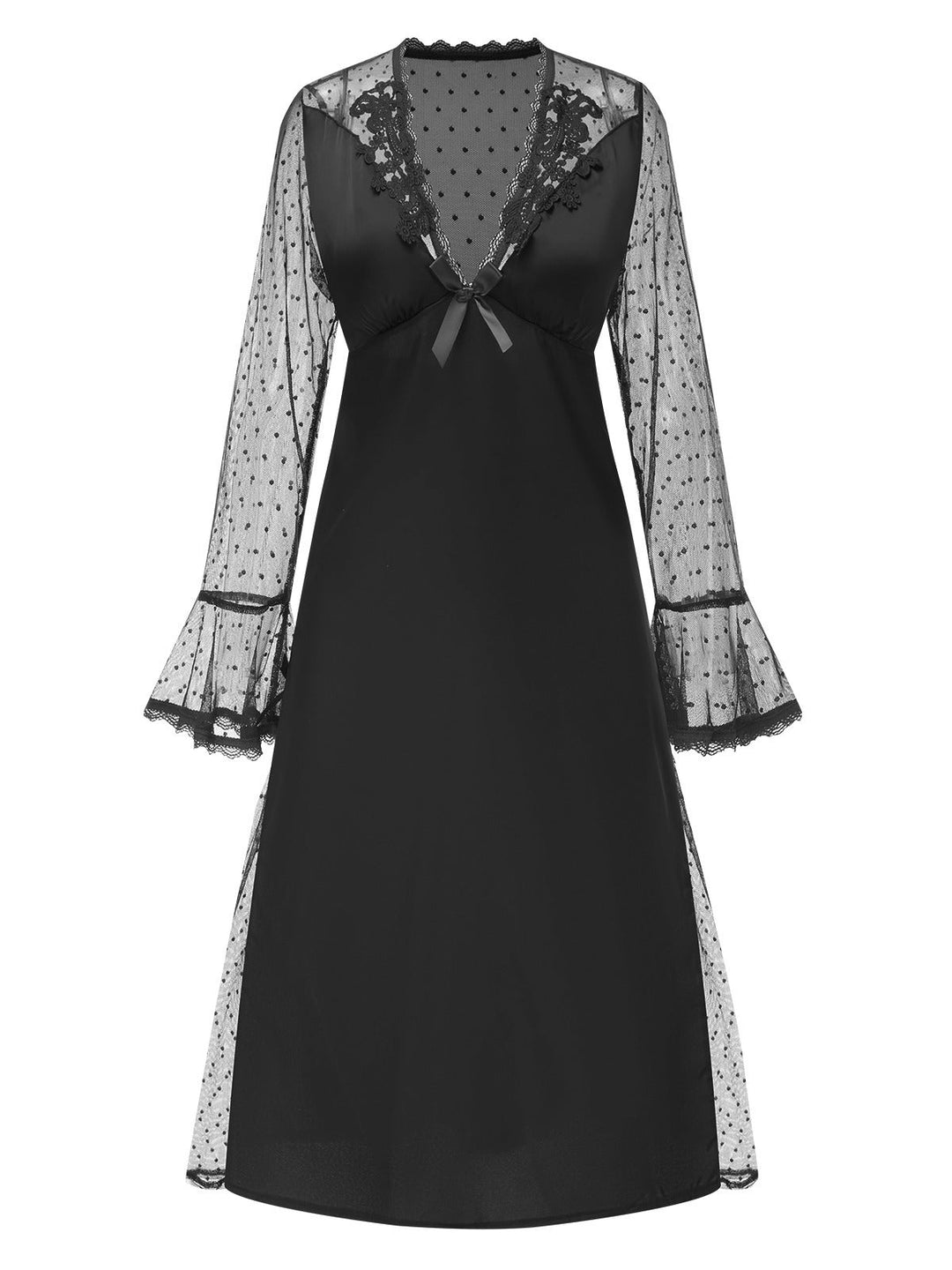 Dots Sheer Sleeves Deep | | vintage dress, retro fashion
