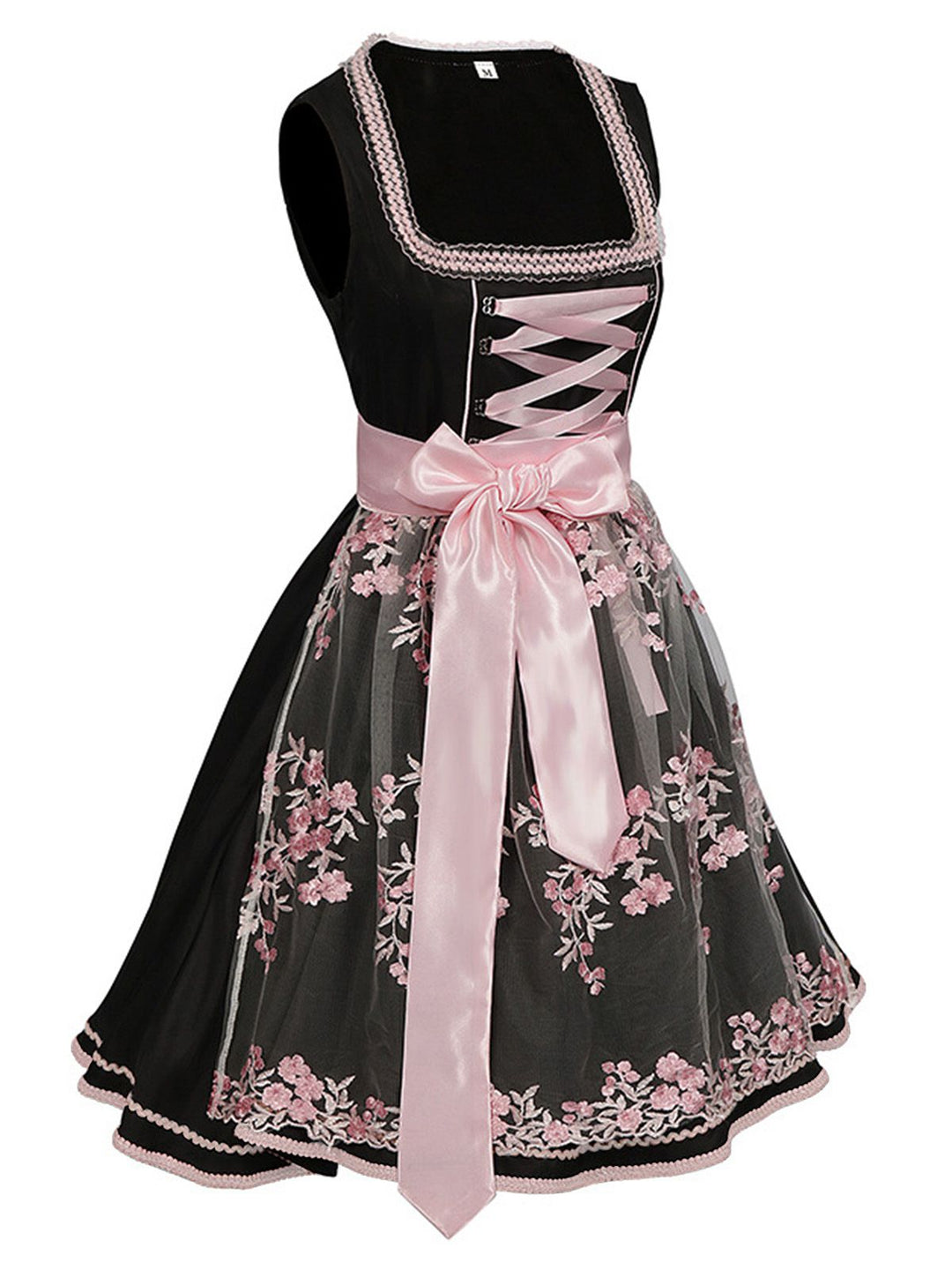 2PCS Black 1950s Oktoberfest Dress With Embroidered Apron - vintage dress, retro fashion, rockabilly