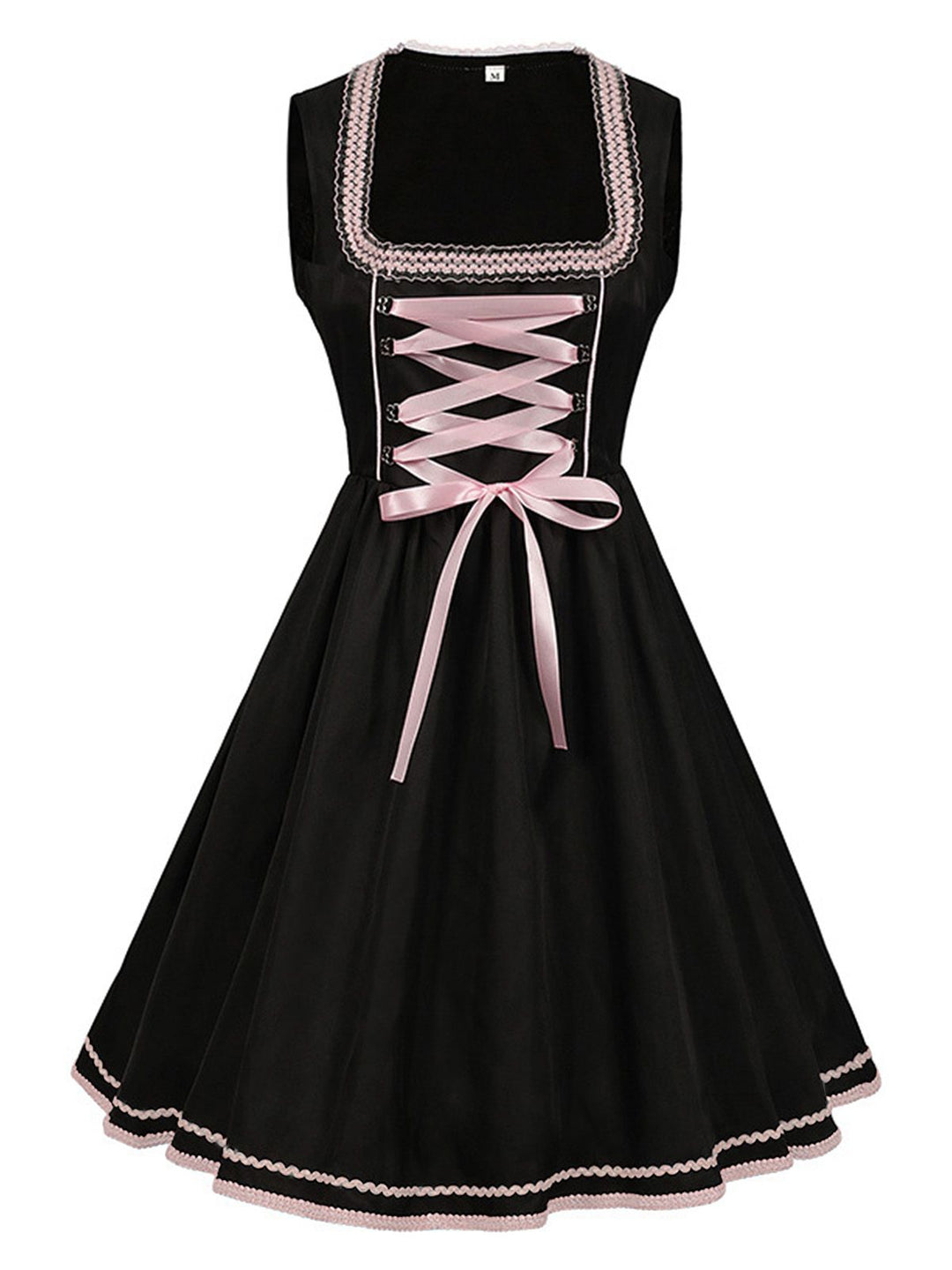 2PCS Black 1950s Oktoberfest Dress With Embroidered Apron - vintage dress, retro fashion, rockabilly