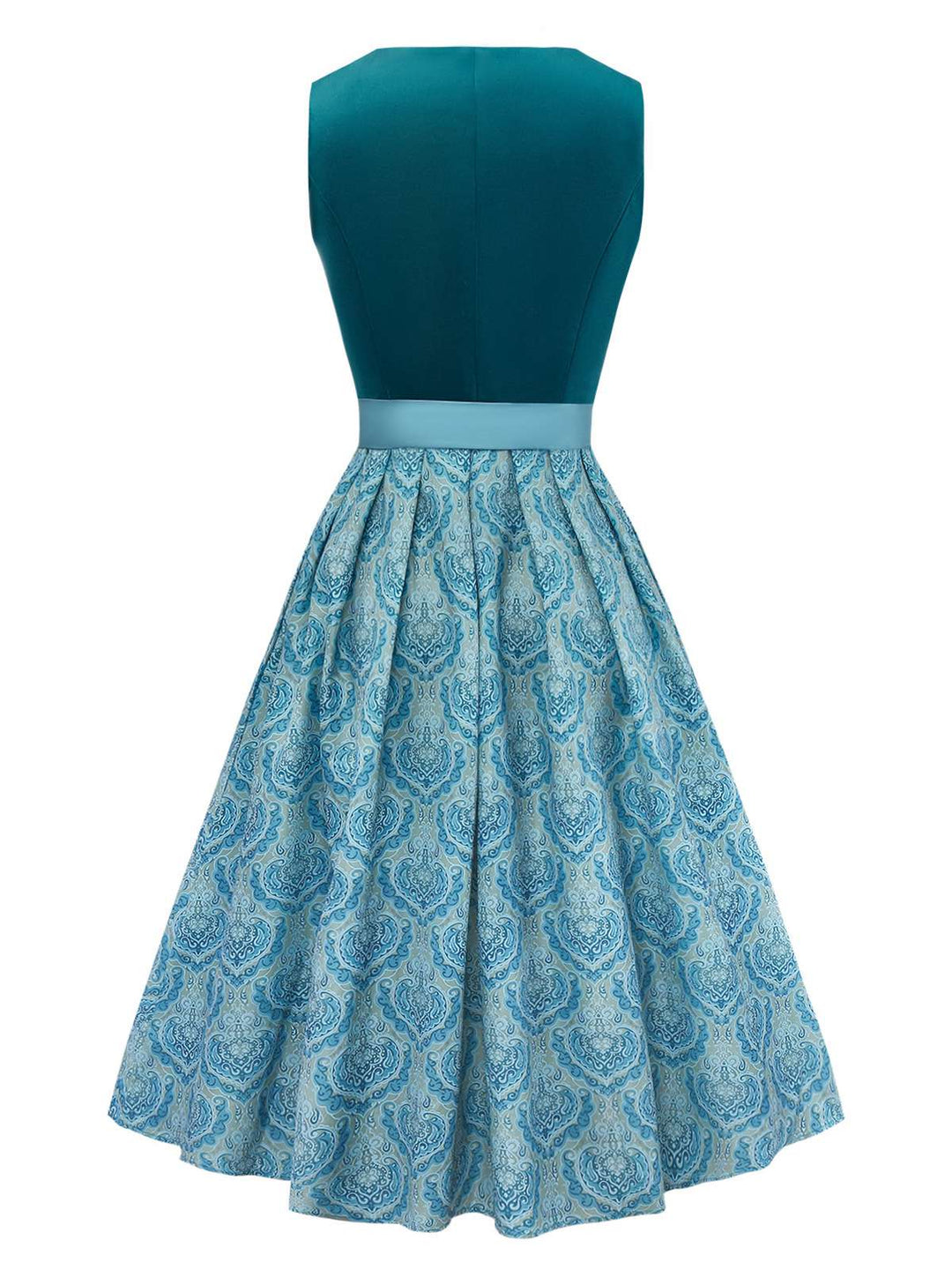 2PCS Blue 1950s Flannelette Floral Dress &amp; Satin Apron - vintage dress, retro fashion, rockabilly