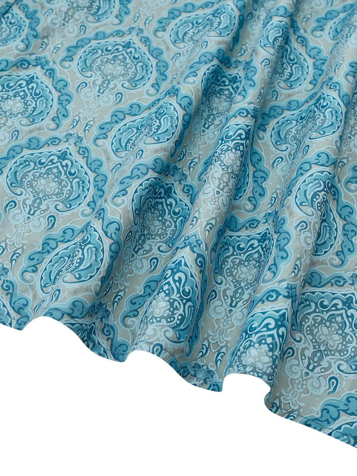 2PCS Blue 1950s Flannelette Floral Dress &amp; Satin Apron - vintage dress, retro fashion, rockabilly