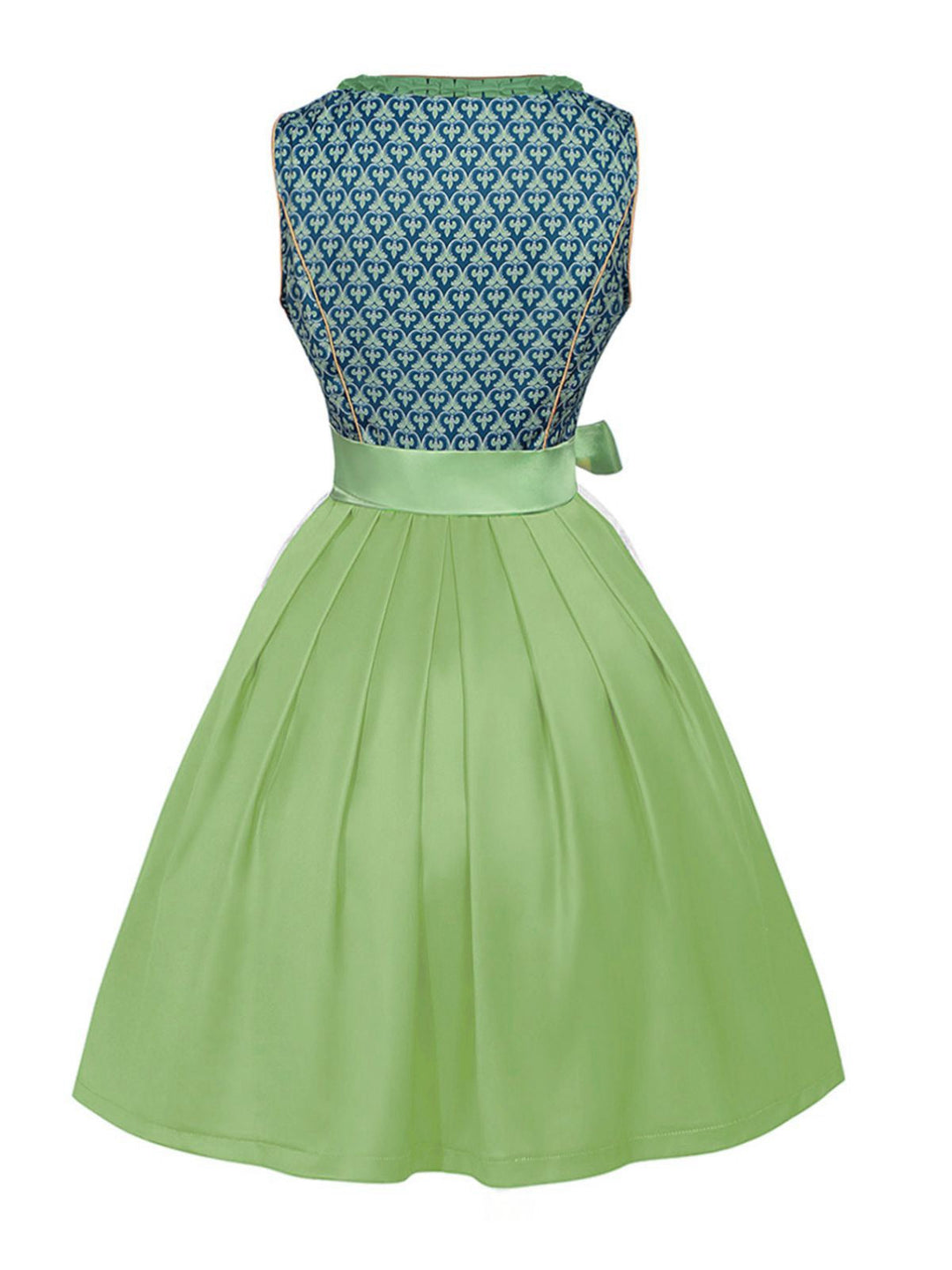 2PCS Green 1950s Floral Patchwork Dress &amp; Embroidered Apron - vintage dress, retro fashion, rockabilly
