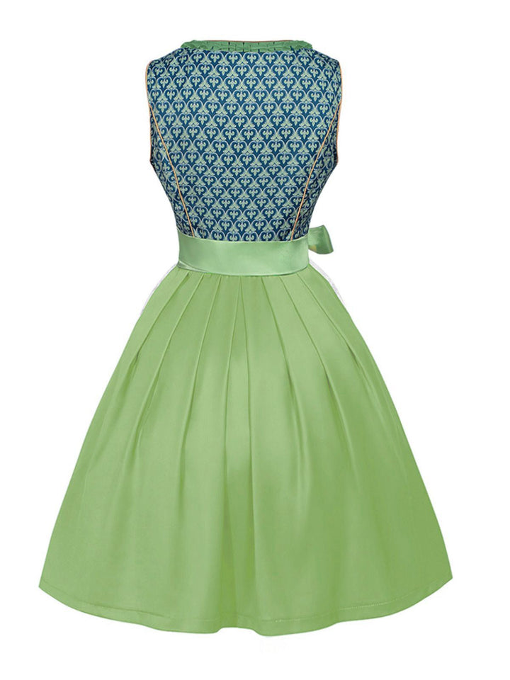 2PCS Green 1950s Floral Patchwork Dress &amp; Embroidered Apron - vintage dress, retro fashion, rockabilly