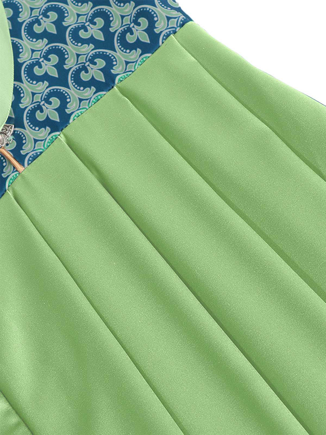 2PCS Green 1950s Floral Patchwork Dress &amp; Embroidered Apron - vintage dress, retro fashion, rockabilly