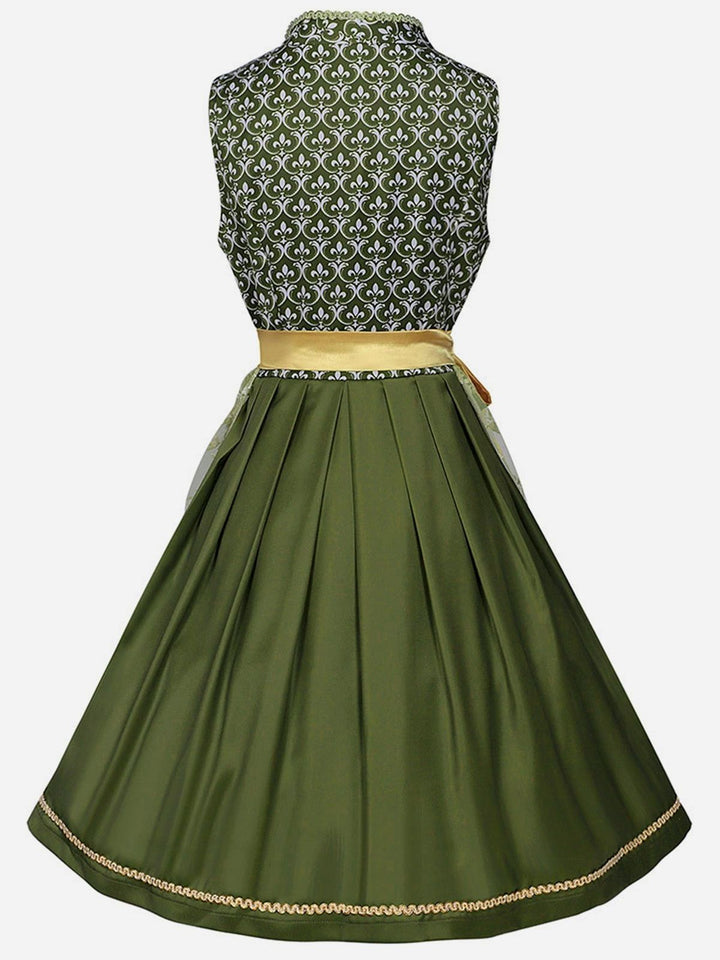 2PCS Green 1950s Ribbon Floral Dress &amp; Embroidered Apron - vintage dress, retro fashion, rockabilly