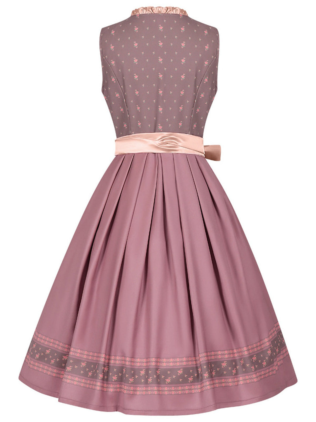 2PCS Misty Rose 1950s Ditsy Floral Satin Dress &amp; Apron - vintage dress, retro fashion, rockabilly