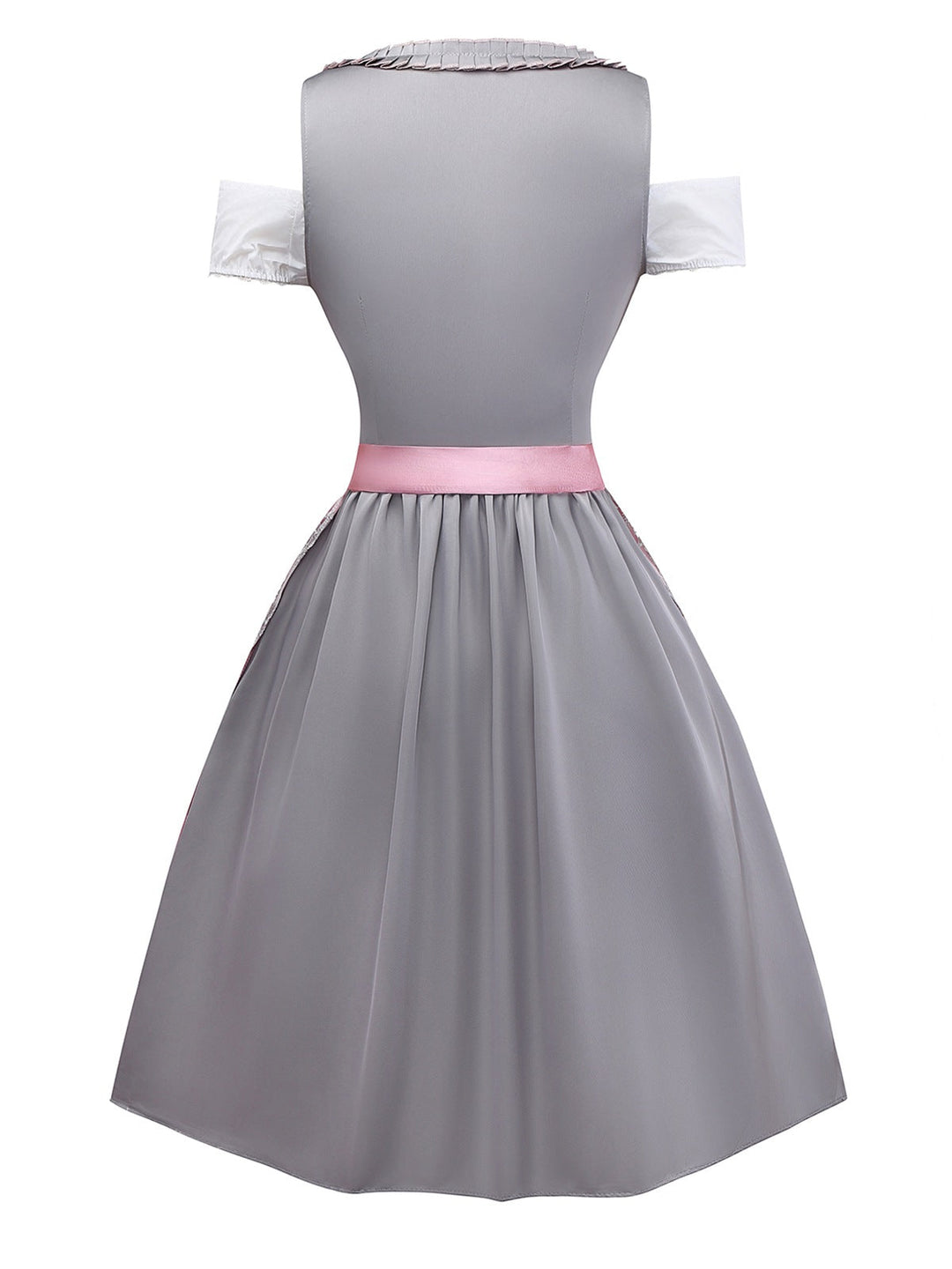 3PCS Pink 1950s Satin Lace Embroidered Dress &amp; Off-Shoulder Top - vintage dress, retro fashion, rockabilly