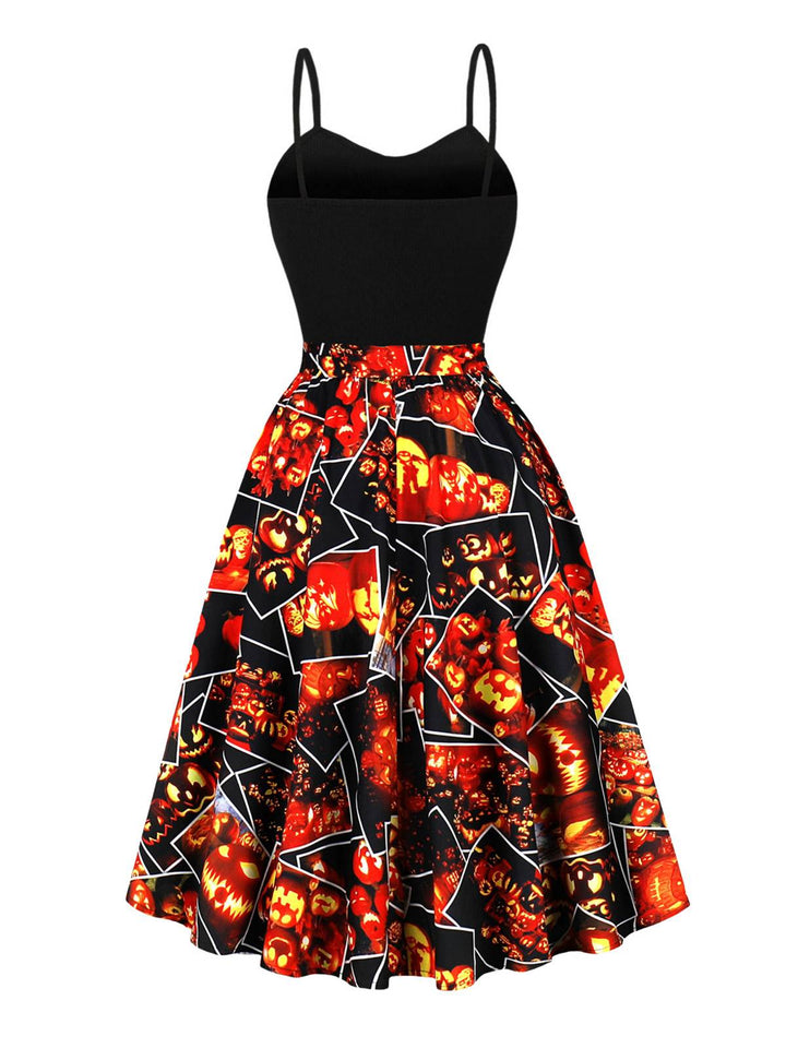 Black 1950s Pumpkin Halloween Swing Dress &amp; Bolero Jacket - vintage dress, retro fashion, rockabilly