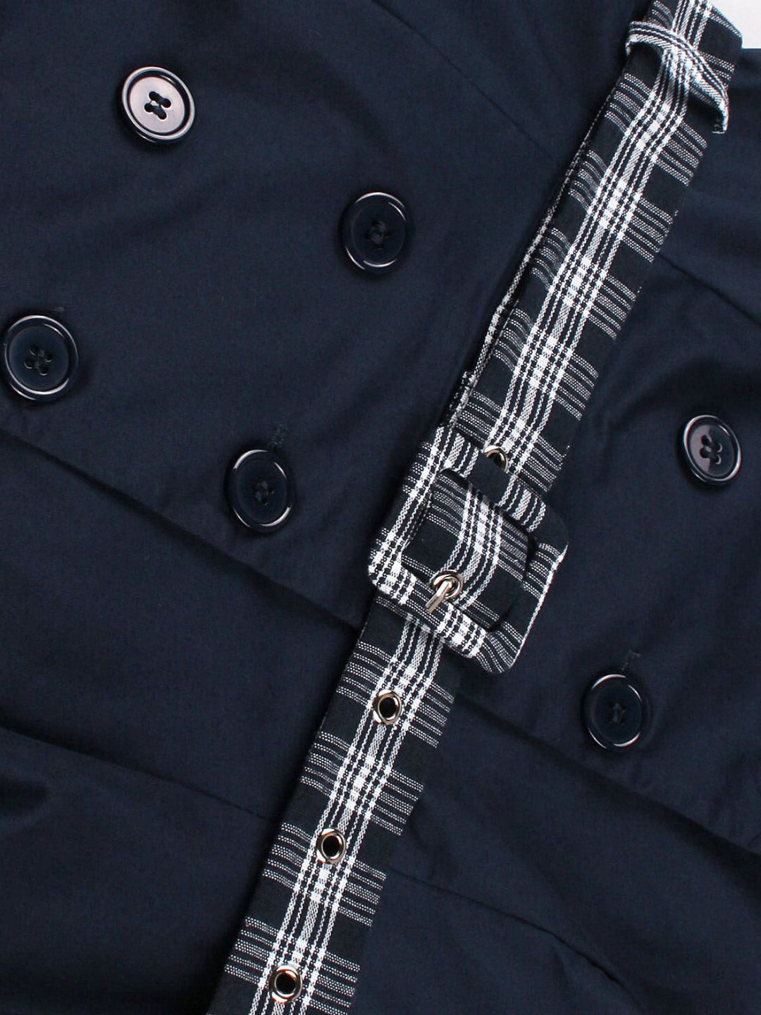 Blue 1950s Double Breasted Plaid Lapel Belted Dress - vintage dress, retro fashion, rockabilly