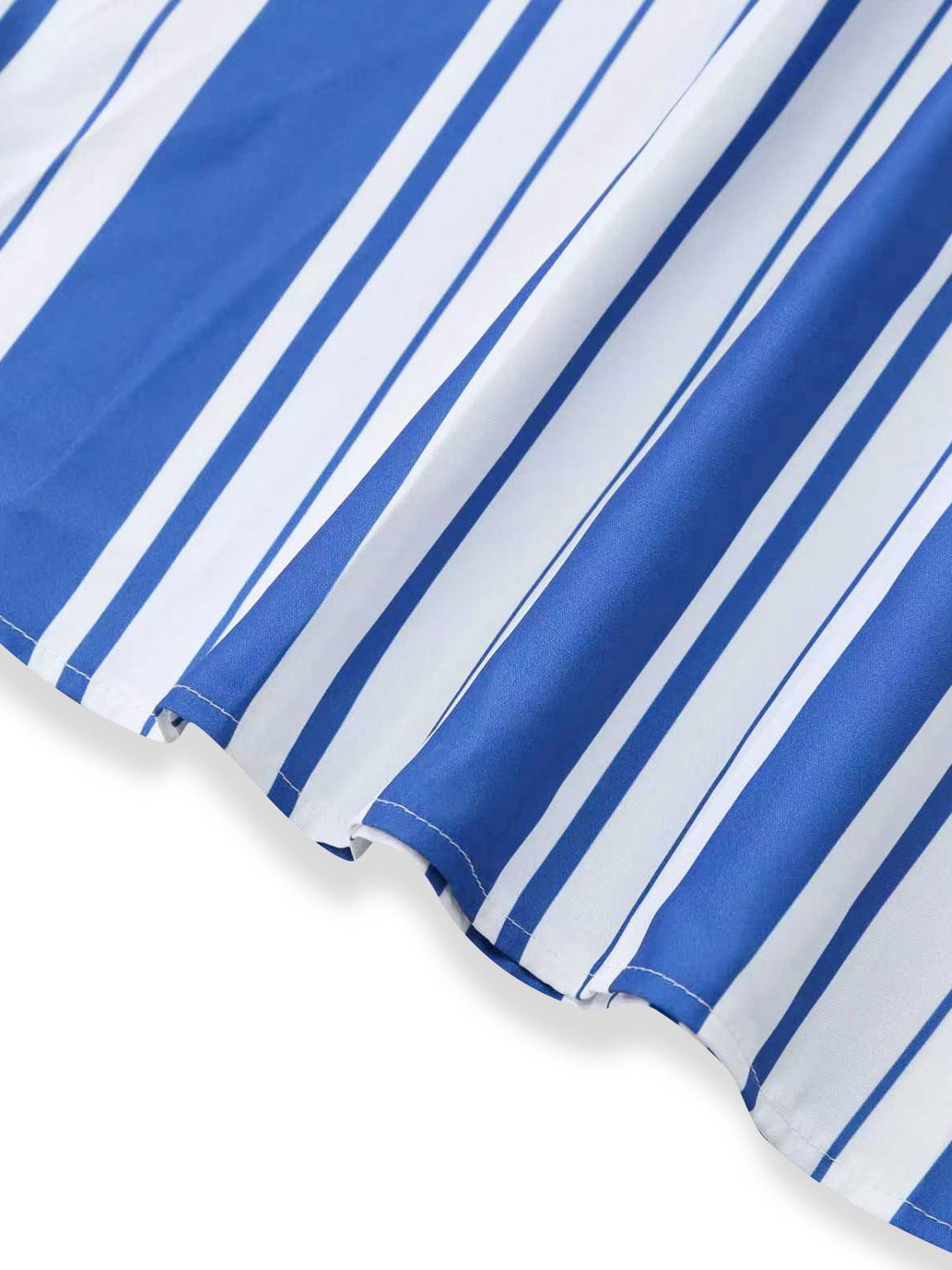 Blue &amp; White 1950s Stripe Spaghetti Strap Midi Dress - vintage dress, retro fashion, rockabilly
