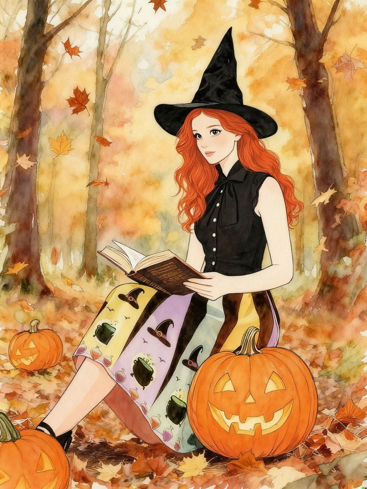 1950s Bowknot Halloween Witch Hat Potion Swing Dress - vintage dress, retro fashion, rockabilly