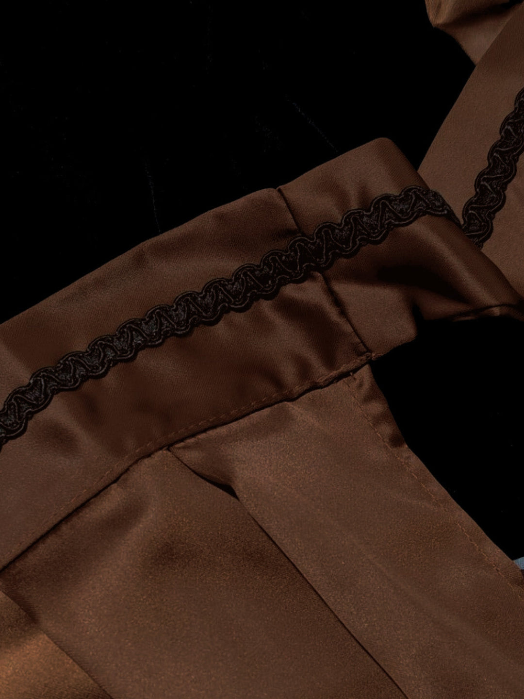 Brown 1950s Crochet Velvelt Dress &amp; Satin Pleated Apron - vintage dress, retro fashion, rockabilly