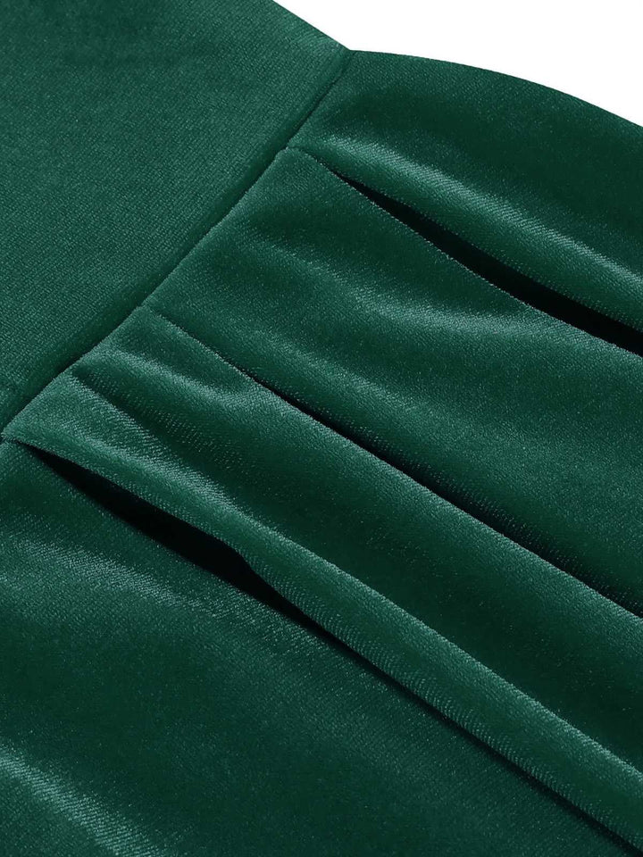 1950s Christmas Velvet Square Neck Long Sleeve Dress - vintage dress, retro fashion, rockabilly