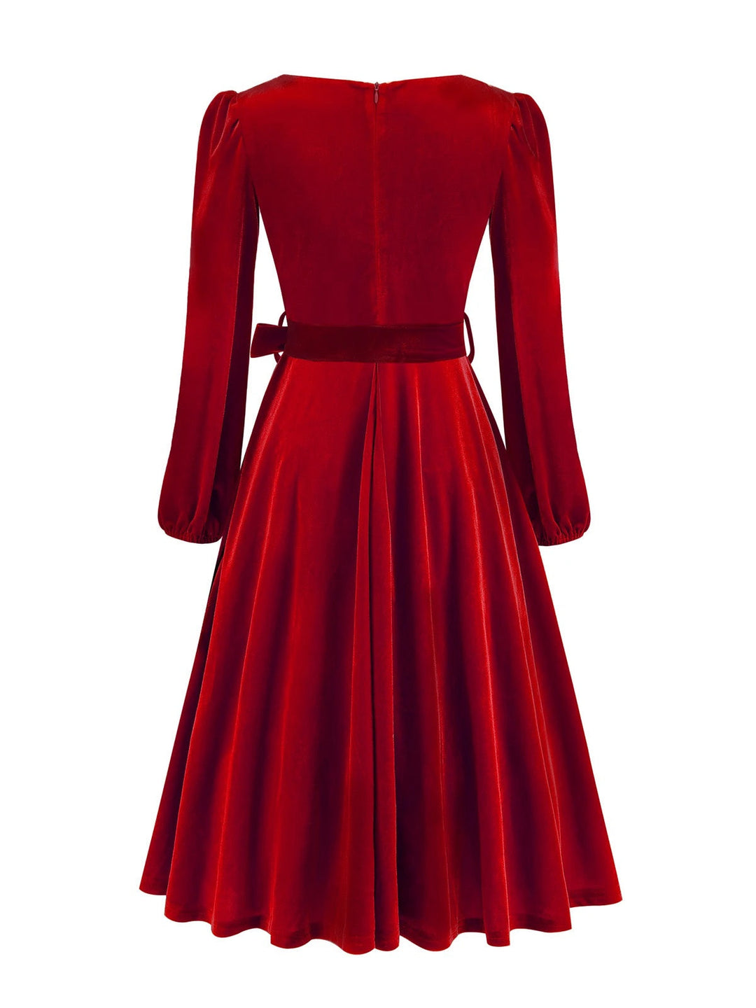 1950s Christmas Velvet Square Neck Long Sleeve Dress - vintage dress, retro fashion, rockabilly