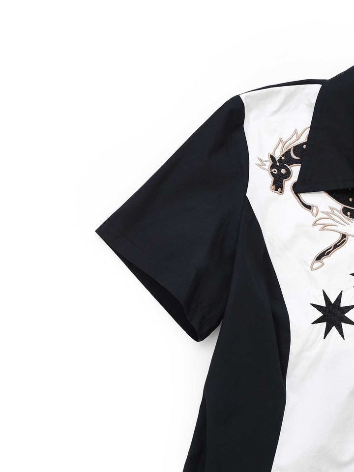 1950s Cotton Western-Inspired Embroidered Horse&amp;Star Dress - vintage dress, retro fashion, rockabilly