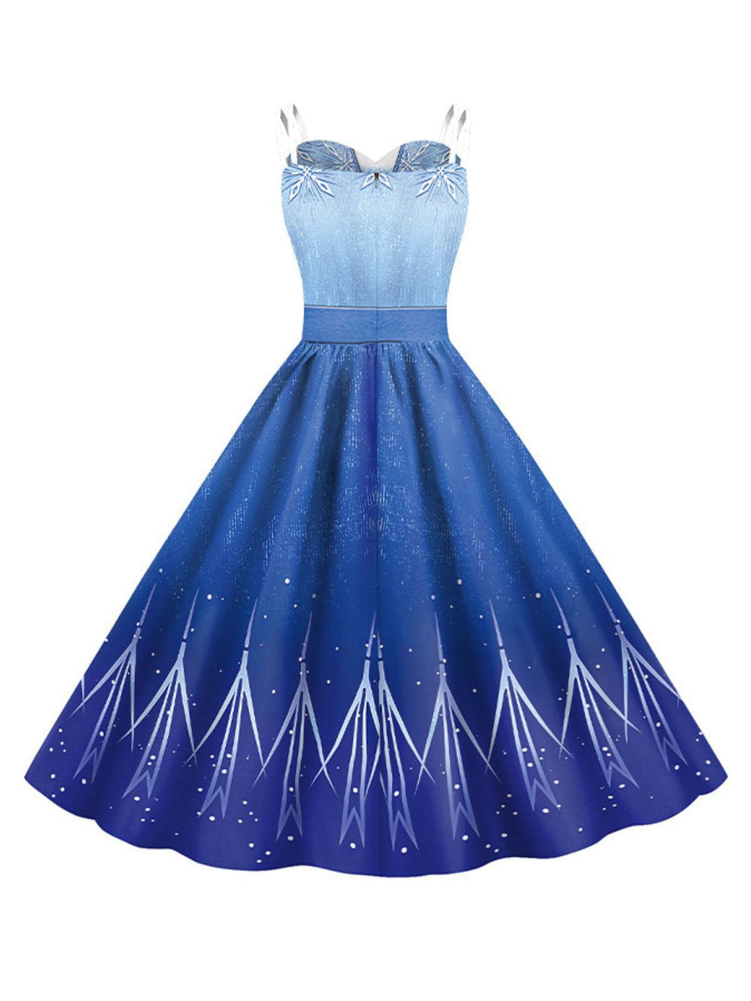 1950s Halloween Elsa Sequined Snowflake Spaghetti Strap Dress - vintage dress, retro fashion, rockabilly