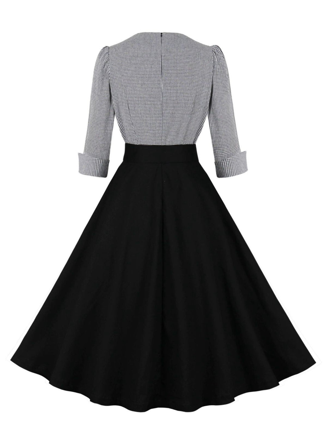 1950s Notched Collar Colorblock Gingham Plaid Dress - vintage dress, retro fashion, rockabilly