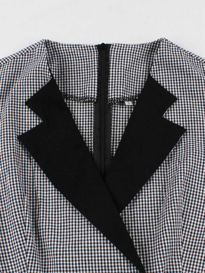 1950s Notched Collar Colorblock Gingham Plaid Dress - vintage dress, retro fashion, rockabilly