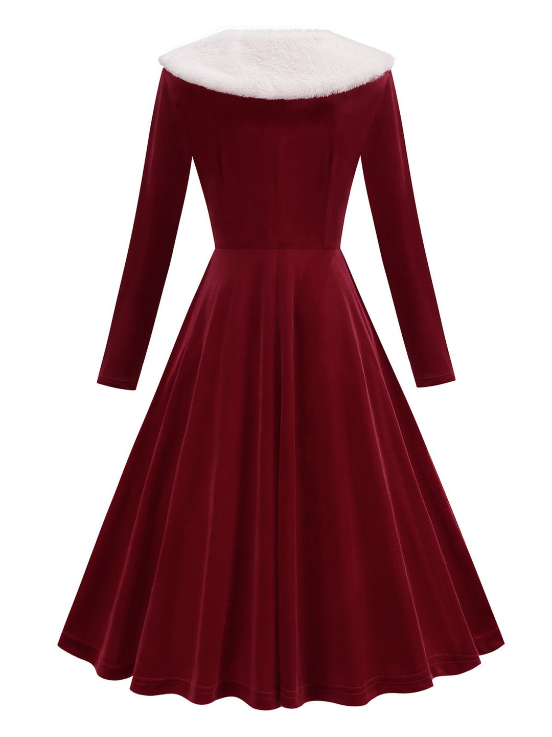Red 1950s Christmas Velvet Santa Fur Collar Pearl Dress - vintage dress, fashion, rockabilly