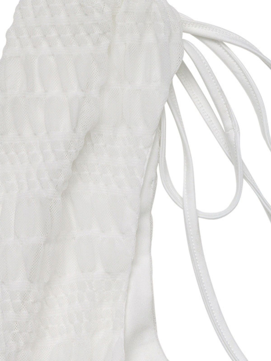 White 1950s Plunging Smocked Waist Textured Sleeveless Dress - vintage dress, retro fashion, rockabilly