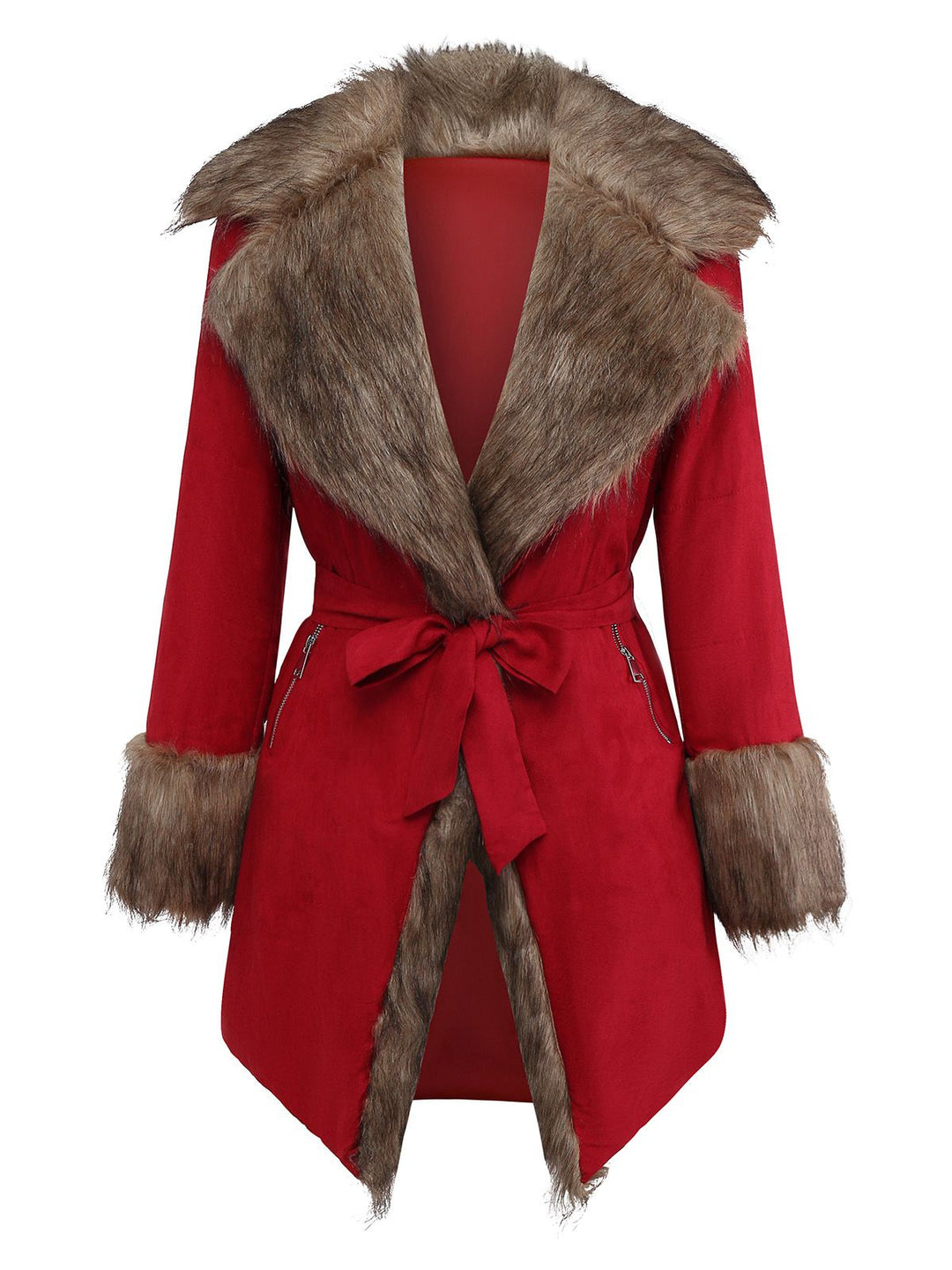 1950s Faux Fur Collar Lapel Belt Coat - vintage fashion, style
