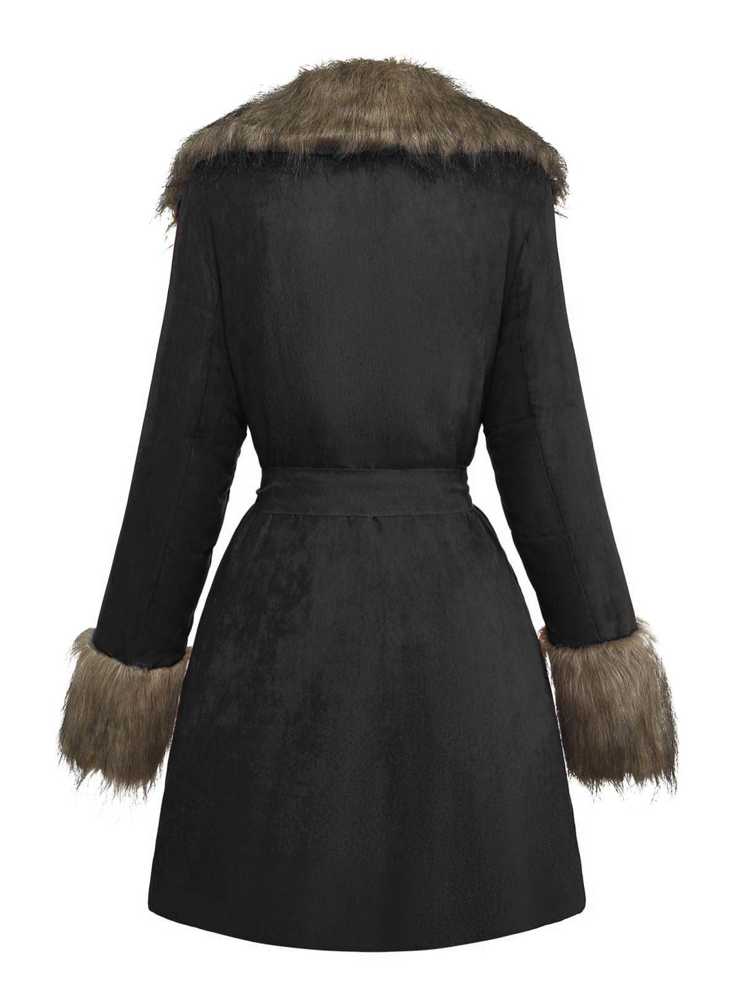 1950s Faux Fur Collar Lapel Belt Coat - vintage fashion, style