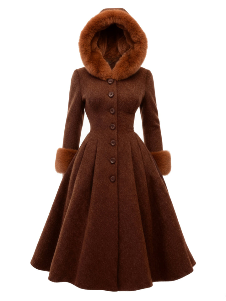 1950s Faux-Wool Hooded Button Coat - vintage fashion, style