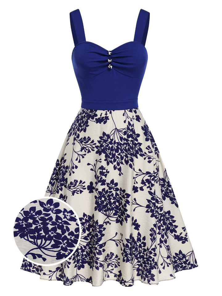 She slips into this 1950s Floral Button Sweetheart Neck Dress and suddenly it&