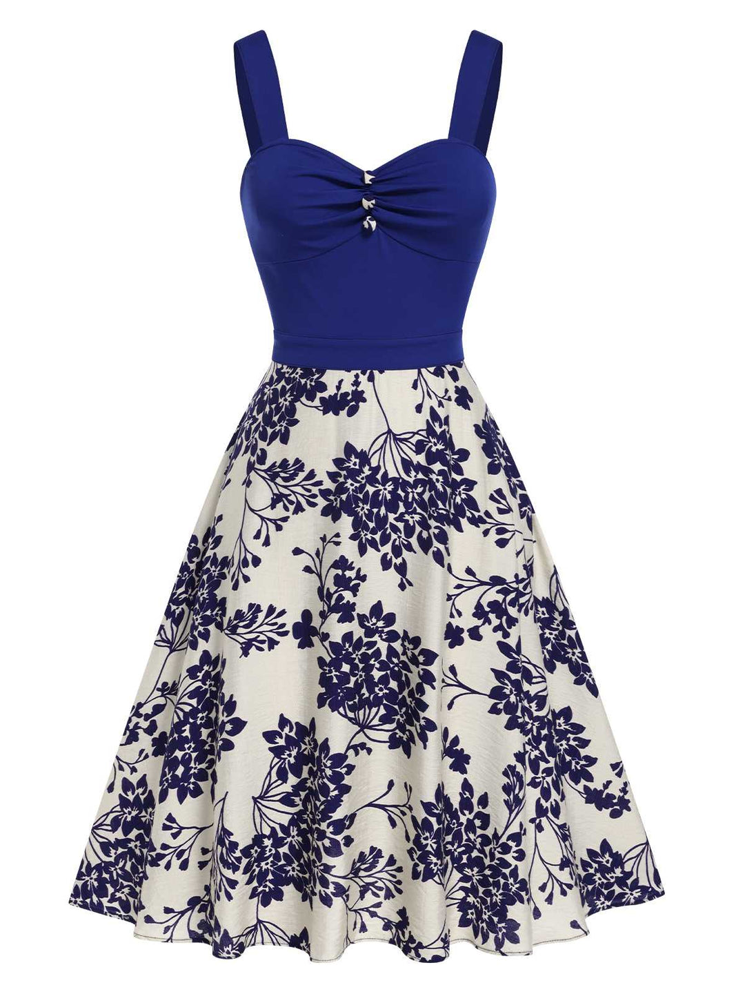 1950s Floral Button Sweetheart Neck Dress: where 1950s romance meets her modern spirit