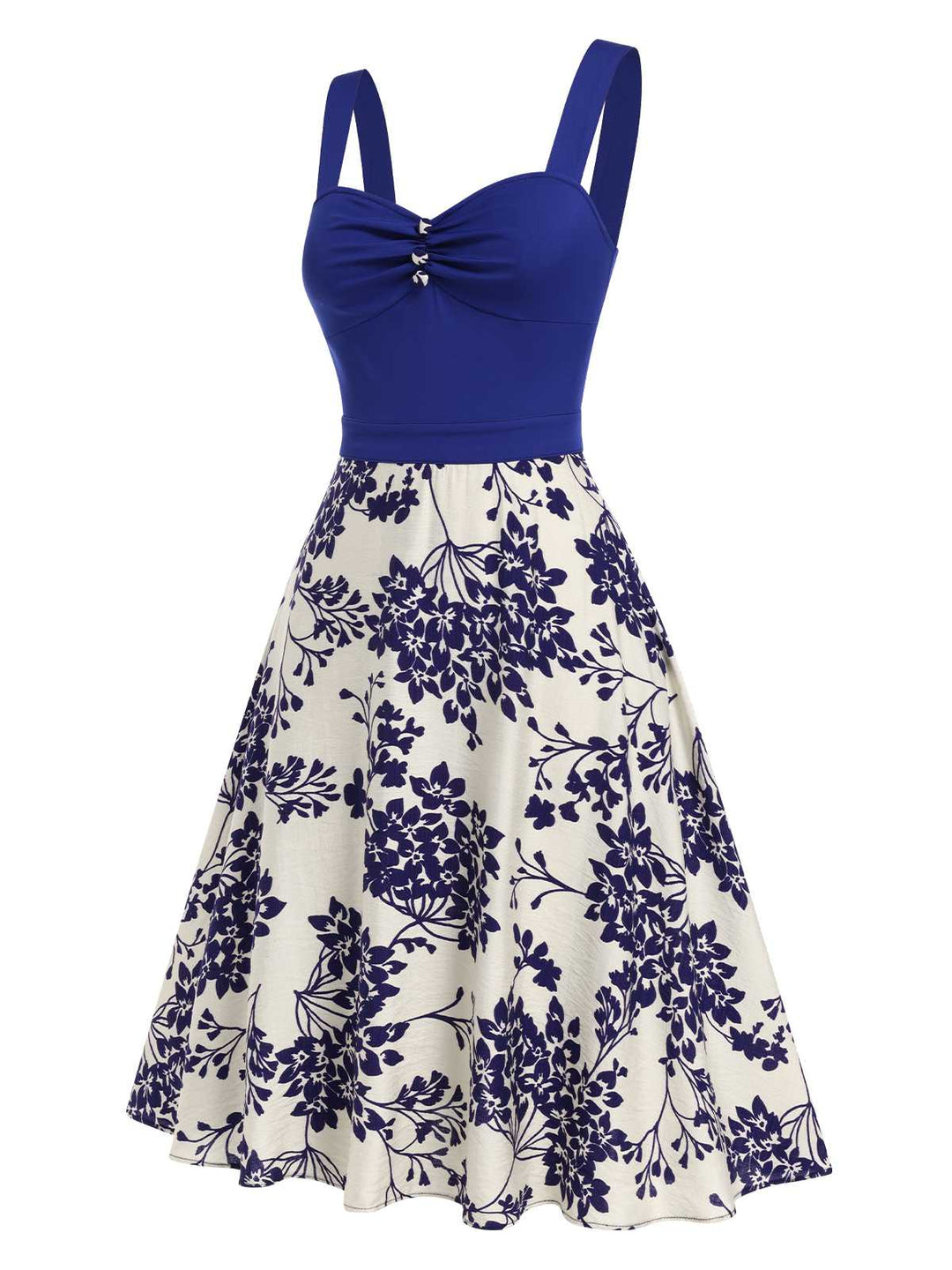 This 1950s Floral Button Sweetheart Neck Dress wraps her in 1950s elegance, one twirl at a time