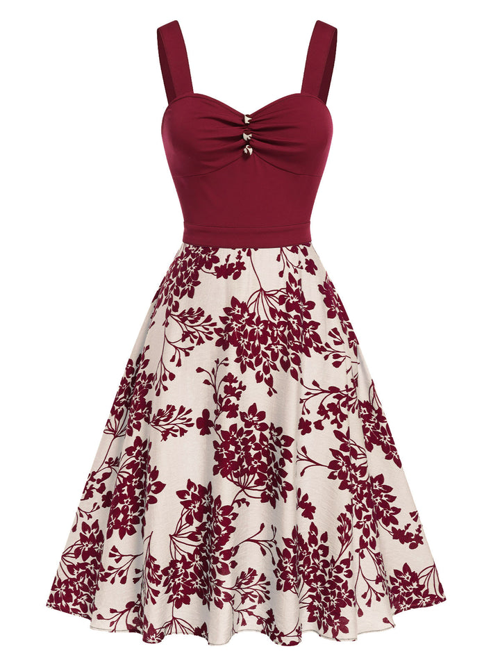 This 1950s Floral Button Sweetheart Neck Dress wraps her in 1950s elegance, one twirl at a time
