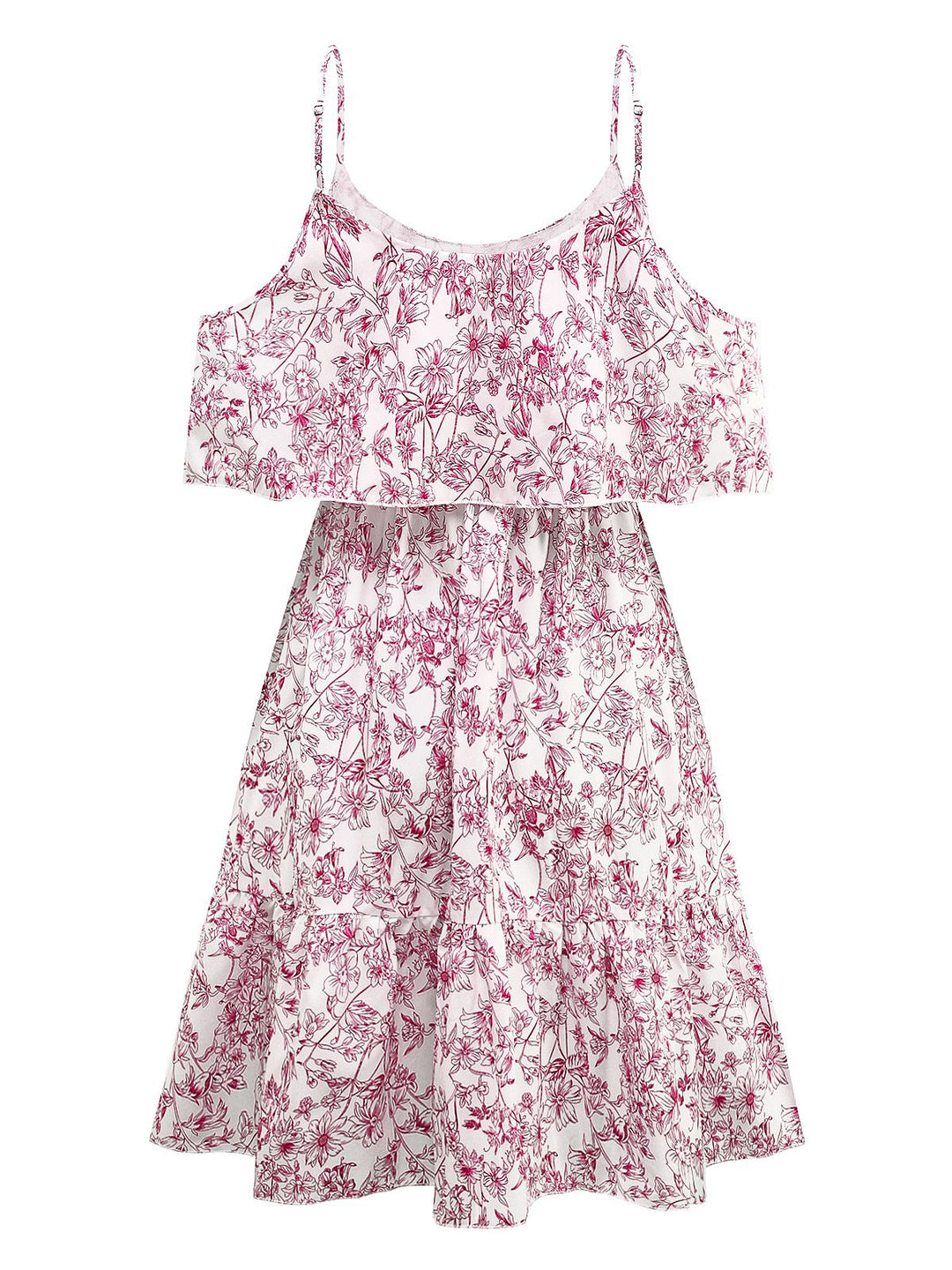 1950s Floral Cold Shoulder Ruffle Dress - vintage dress, retro fashion, rockabilly