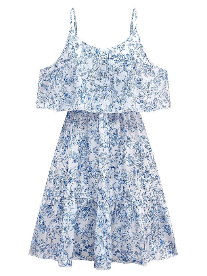 1950s Floral Cold Shoulder Ruffle Dress - vintage dress, retro fashion, rockabilly