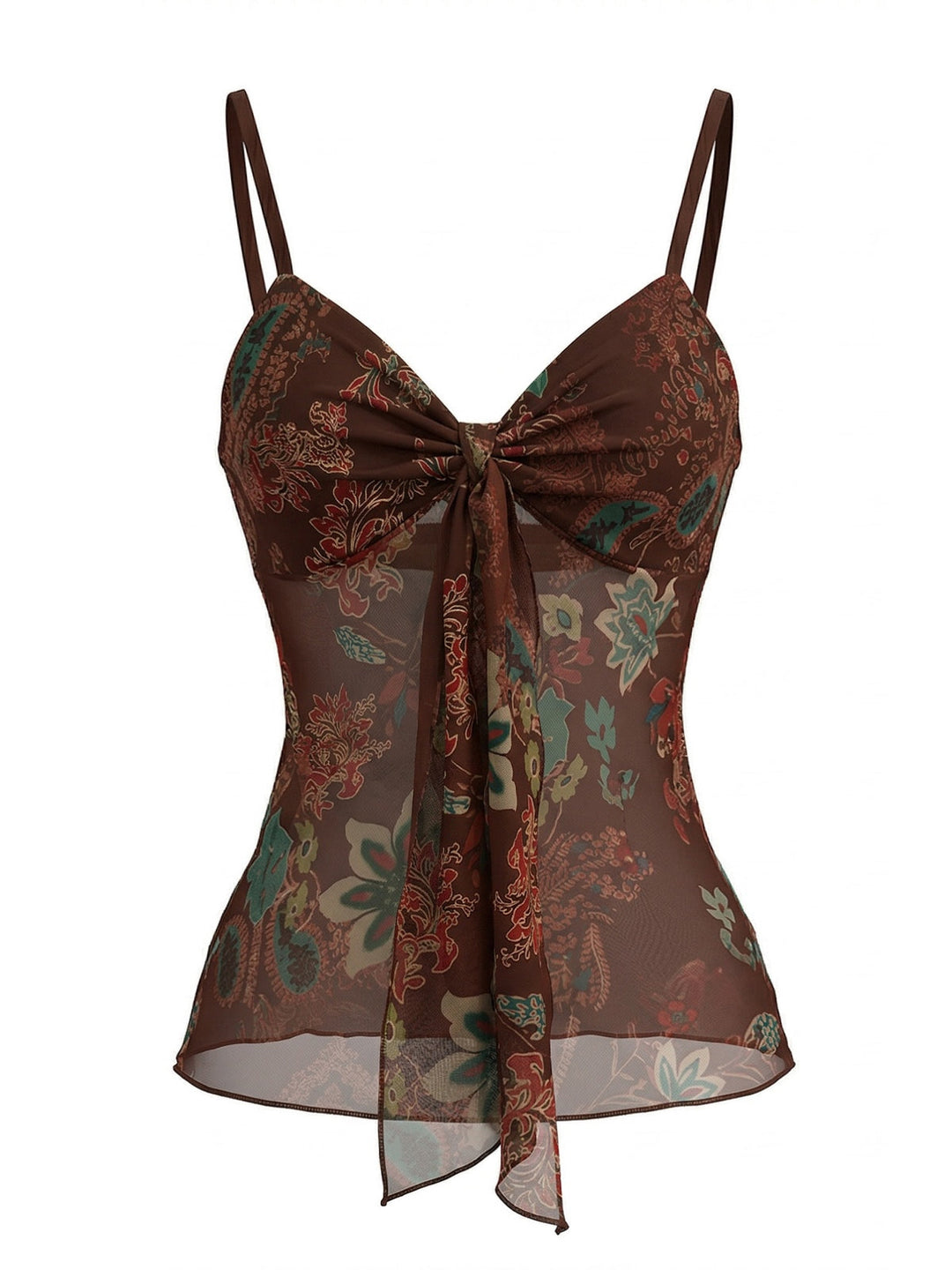 1950s Floral Colorblock Spaghetti Strap Camisole - vintage fashion, retro style